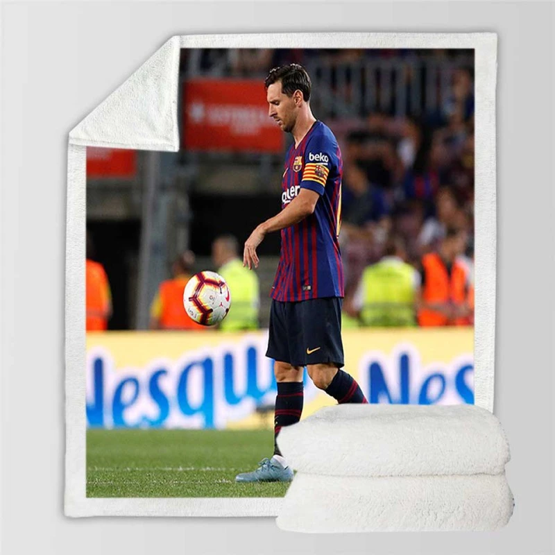 Lionel Messi Mercurial Barca Soccer Player Sherpa Fleece Blanket