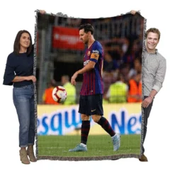 Lionel Messi Mercurial Barca Soccer Player Woven Blanket