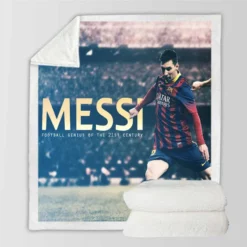 Lionel Messi Mighty Footballer Player Sherpa Fleece Blanket