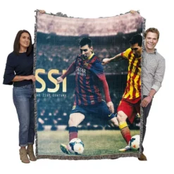 Lionel Messi Mighty Footballer Player Woven Blanket