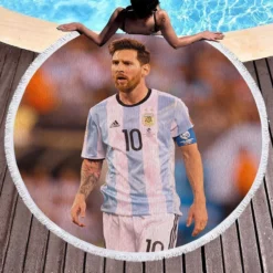 Lionel Messi Most Goals in La Liga Round Beach Towel 1