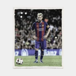 Lionel Messi Natural Bacra Soccer Player Sherpa Fleece Blanket 1