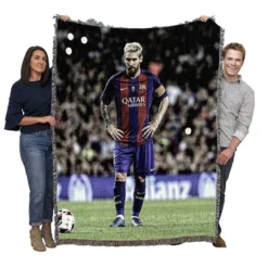 Lionel Messi Natural Bacra Soccer Player Woven Blanket