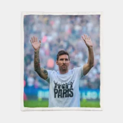 Lionel Messi PSG Football Player Sherpa Fleece Blanket 1