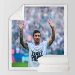 Lionel Messi PSG Football Player Sherpa Fleece Blanket