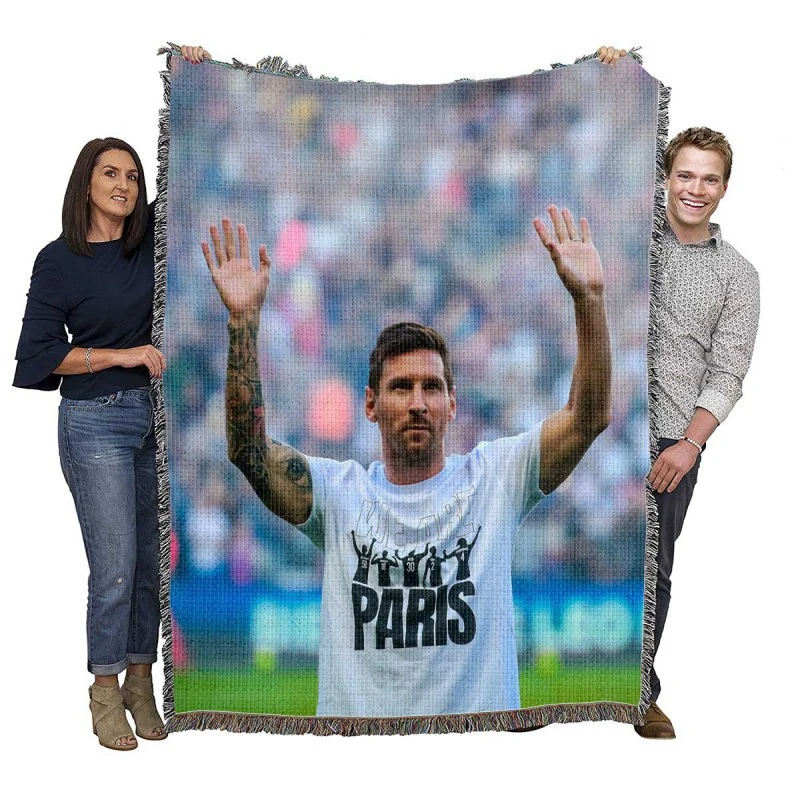 Lionel Messi PSG Football Player Woven Blanket