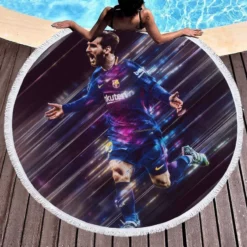 Lionel Messi Popular Footballer Player Round Beach Towel 1