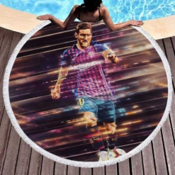 Lionel Messi Potent Barca Football Player Round Beach Towel 1