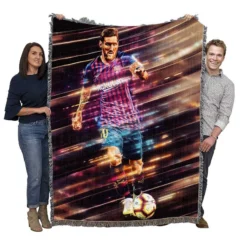 Lionel Messi Potent Barca Football Player Woven Blanket