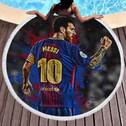 Lionel Messi Pro Soccer Player Round Beach Towel 1