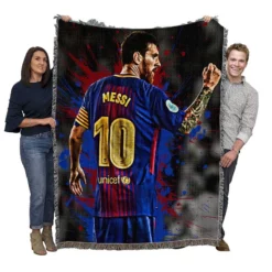 Lionel Messi Pro Soccer Player Woven Blanket