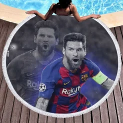 Lionel Messi Soccer Player Round Beach Towel 1