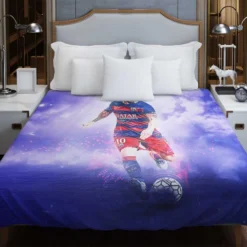 Lionel Messi Spirited Soccer Player Duvet Cover