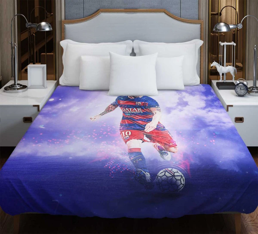 Lionel Messi Spirited Soccer Player Duvet Cover