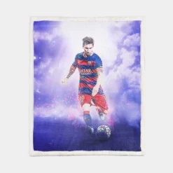 Lionel Messi Spirited Soccer Player Sherpa Fleece Blanket 1