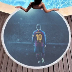 Lionel Messi Sports Player Round Beach Towel 1