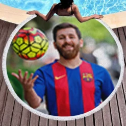 Lionel Messi Success Barca Footballer Player Round Beach Towel 1