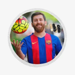 Lionel Messi Success Barca Footballer Player Round Beach Towel