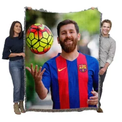 Lionel Messi Success Barca Footballer Player Woven Blanket