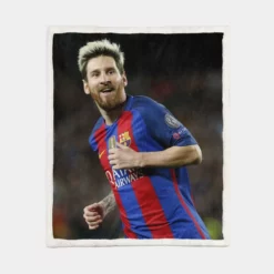 Lionel Messi UEFA Champions League Footballer Sherpa Fleece Blanket 1