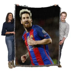 Lionel Messi UEFA Champions League Footballer Woven Blanket