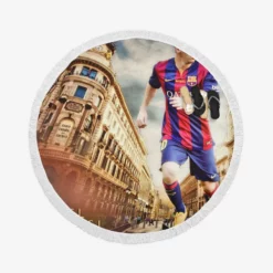 Lionel Messi flexible Barca Football Player Round Beach Towel