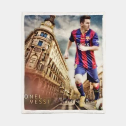 Lionel Messi flexible Barca Football Player Sherpa Fleece Blanket 1