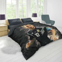 Lionel Messi  in Argentina Black Jersey Duvet Cover 1