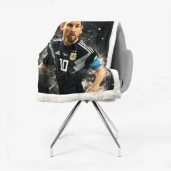 Lionel Messi  in Argentina Black Jersey Sherpa Fleece Blanket 2