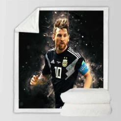 Lionel Messi  in Argentina Black Jersey Sherpa Fleece Blanket