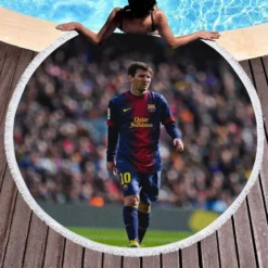 Lionel Messi keen sports Player Round Beach Towel 1