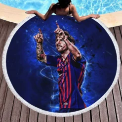 Lionel Messi professional sports Player Round Beach Towel 1