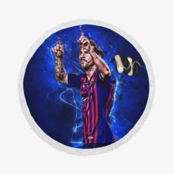 Lionel Messi professional sports Player Round Beach Towel