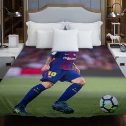 Lionel Messi with Barcelona Uniform Duvet Cover 1