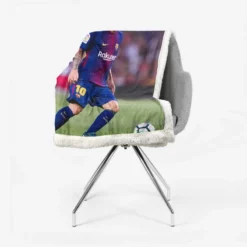 Lionel Messi with Barcelona Uniform Sherpa Fleece Blanket 2