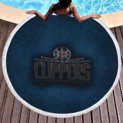 Los Angeles Clippers Energetic NBA Basketball Club Logo Round Beach Towel 1