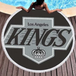 Los Angeles Kings professional ice hockey team Round Beach Towel 1