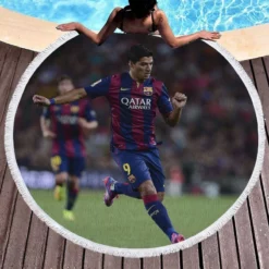 Luis Suarez Barcelona Star Soccer player Round Beach Towel 1