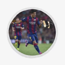 Luis Suarez Barcelona Star Soccer player Round Beach Towel