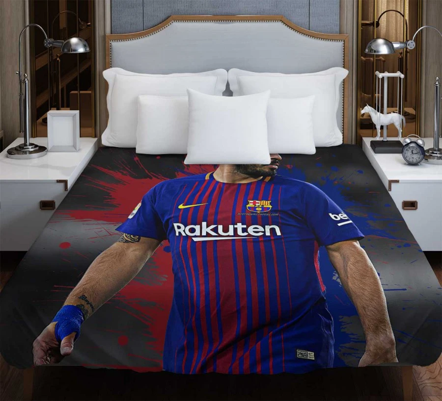 Luis Suarez Encouraging Barca Player Duvet Cover