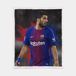 Luis Suarez Encouraging Barca Player Sherpa Fleece Blanket 1