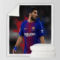 Luis Suarez Encouraging Barca Player Sherpa Fleece Blanket