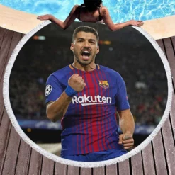 Luis Suarez Powerful Barcelona Club Player Round Beach Towel 1