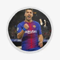 Luis Suarez Powerful Barcelona Club Player Round Beach Towel