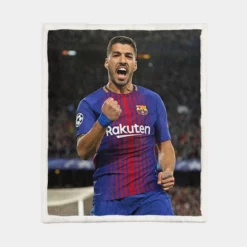 Luis Suarez Powerful Barcelona Club Player Sherpa Fleece Blanket 1