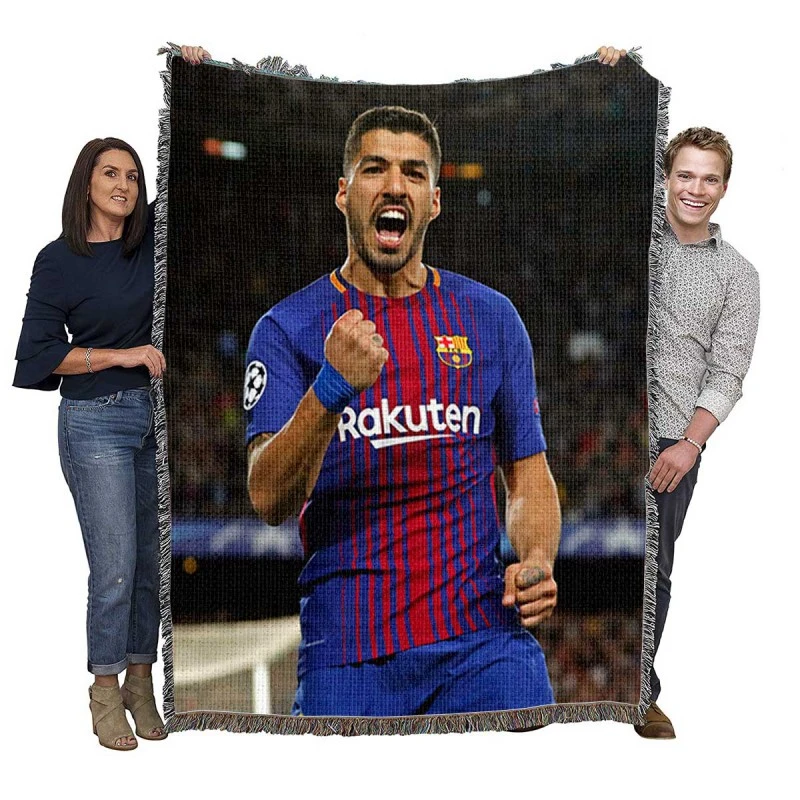 Luis Suarez Powerful Barcelona Club Player Woven Blanket