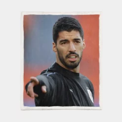 Luis Suarez in Black Jersey Sherpa Fleece Blanket 1