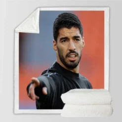 Luis Suarez in Black Jersey Sherpa Fleece Blanket