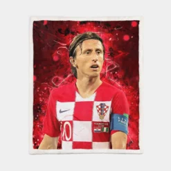 Luka Modric  Croatia Sportive Soccer Player Sherpa Fleece Blanket 1