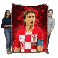 Luka Modric  Croatia Sportive Soccer Player Woven Blanket